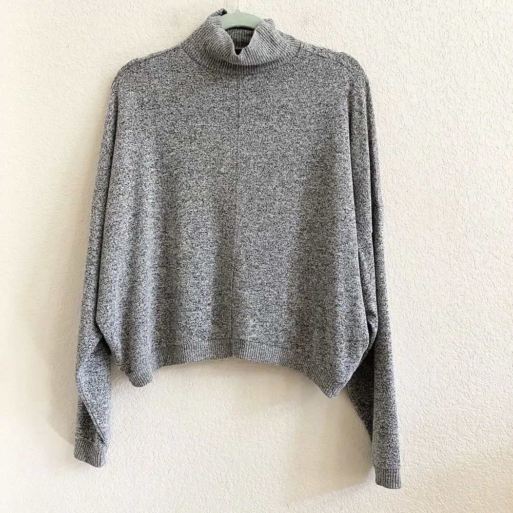 Lucky Brand Size XS Turtle/Mock Neck Oversized Sweater‎ Top Shirt Gray